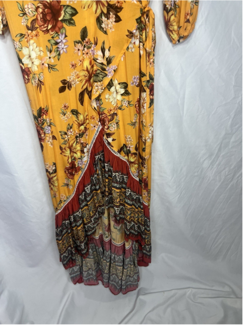 Farm Rio for Anthropologie Soigne Maxi Dress Wrap Dress Boho Tropical XS Floral - Picture 4 of 16